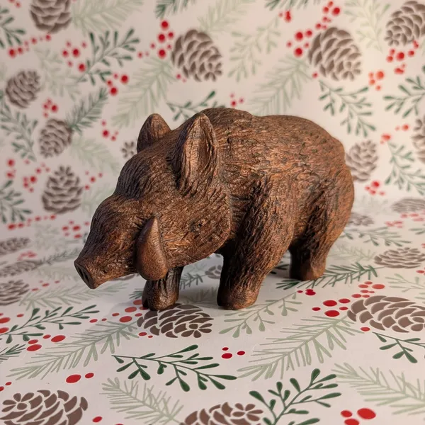 Boar in Madras Thorn wood by Wondiu