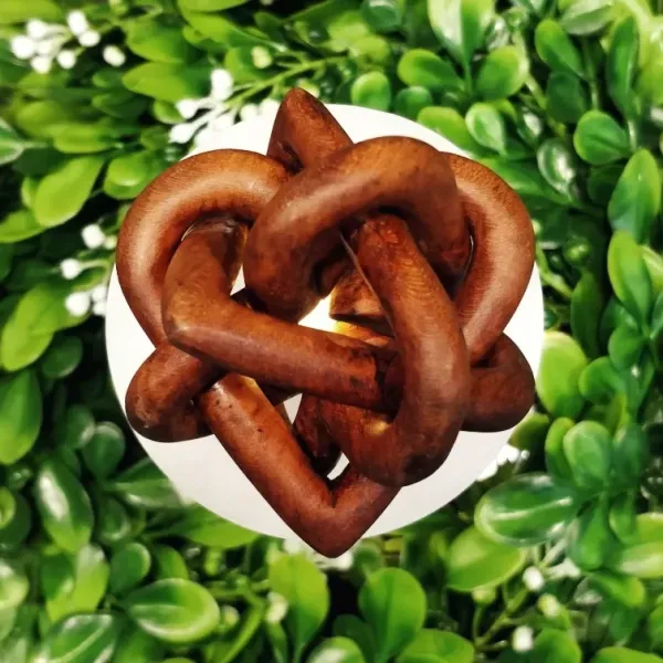 A set of four interlocking heart rings carved from a single piece of cherry wood. by Wondiu